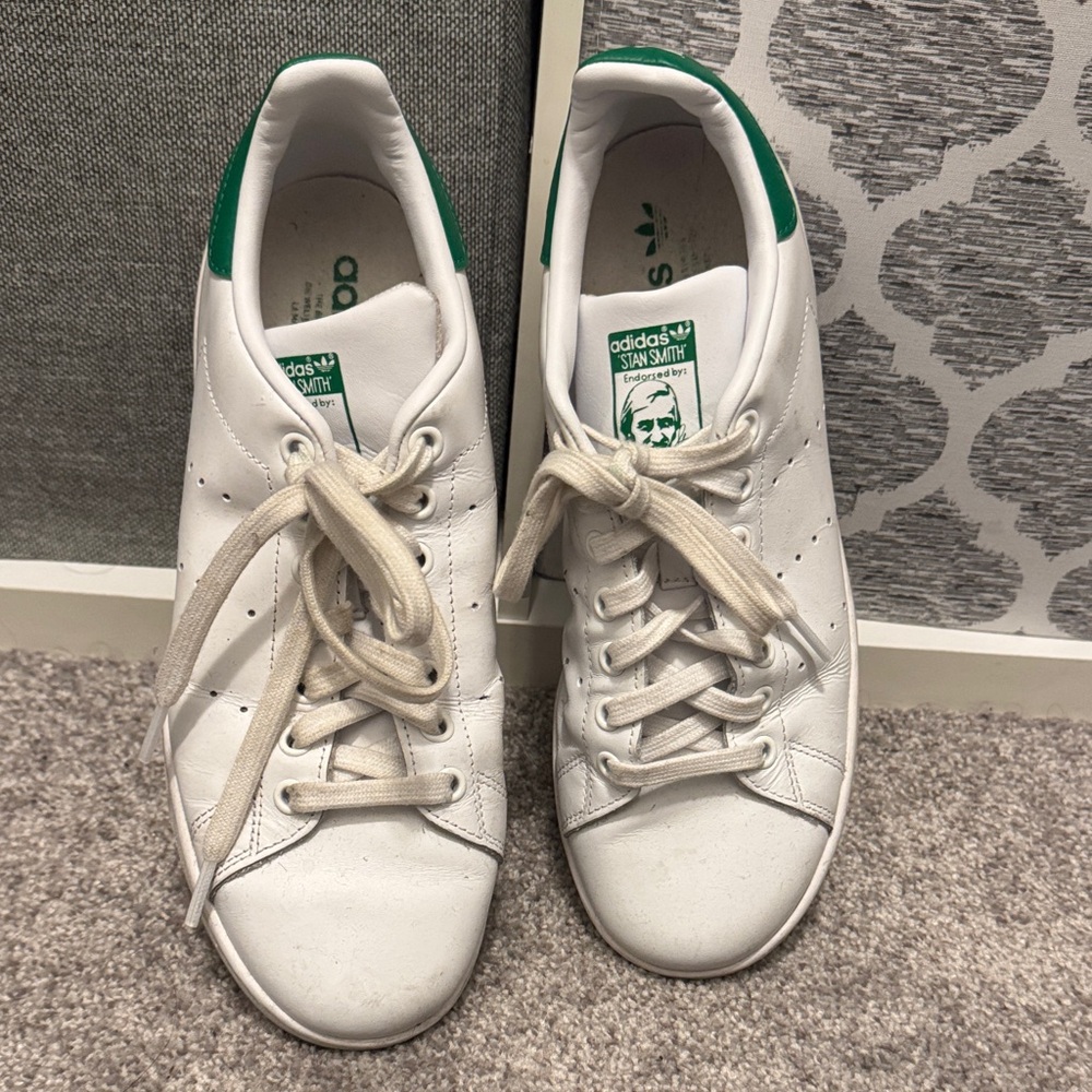 adidas White and Green Low-Top Sneakers